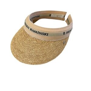 Helen Kaminski Marina Logo Hat Visor Womens One Size Natural Raffia Straw